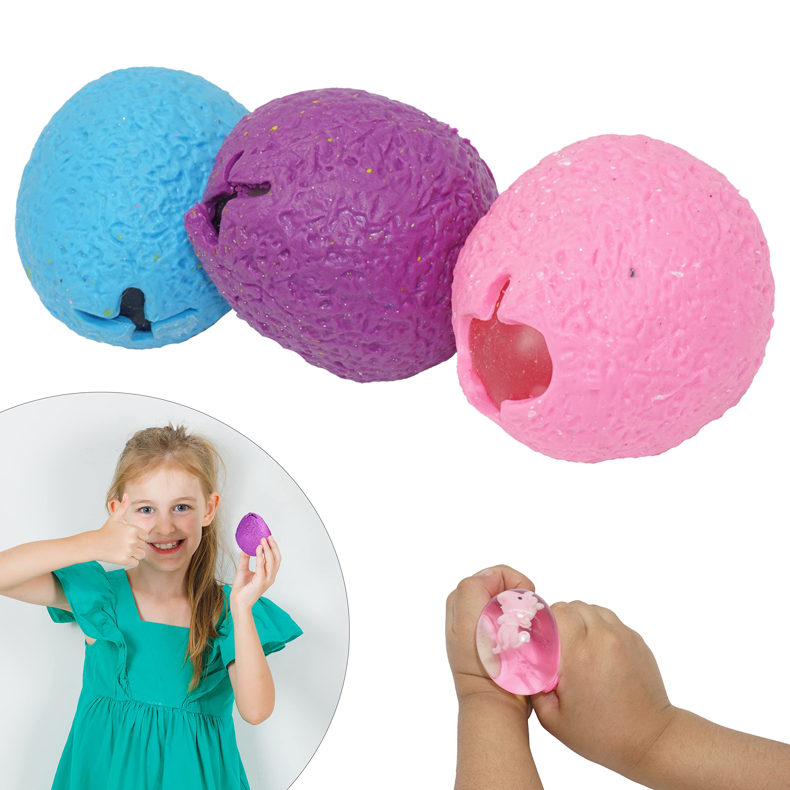 1x Random Color Unicorn Squeezy Ball, Egg Shape Soft Fidget Ball Xmas Kids Present, Party Bag Fillers Adult Sensory Toy Bath Pressure Ball 6.2cm