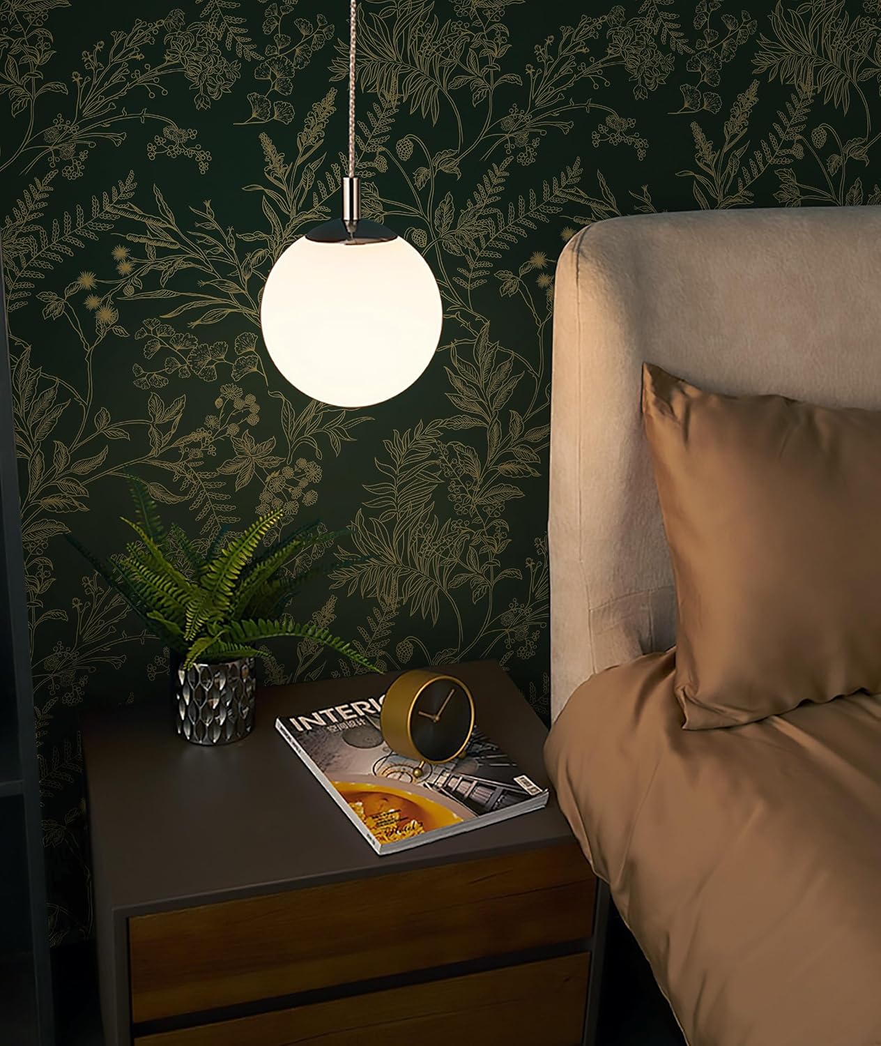 Peel and Stick Wallpaper Dark Green and Gold Floral Wallpaper Vintage Flower and Leaf Contact Paper for Cabinets Self-Adhesive Removable Wallpaper for Bedroom Bathroom Kitchen 394"x17.3"