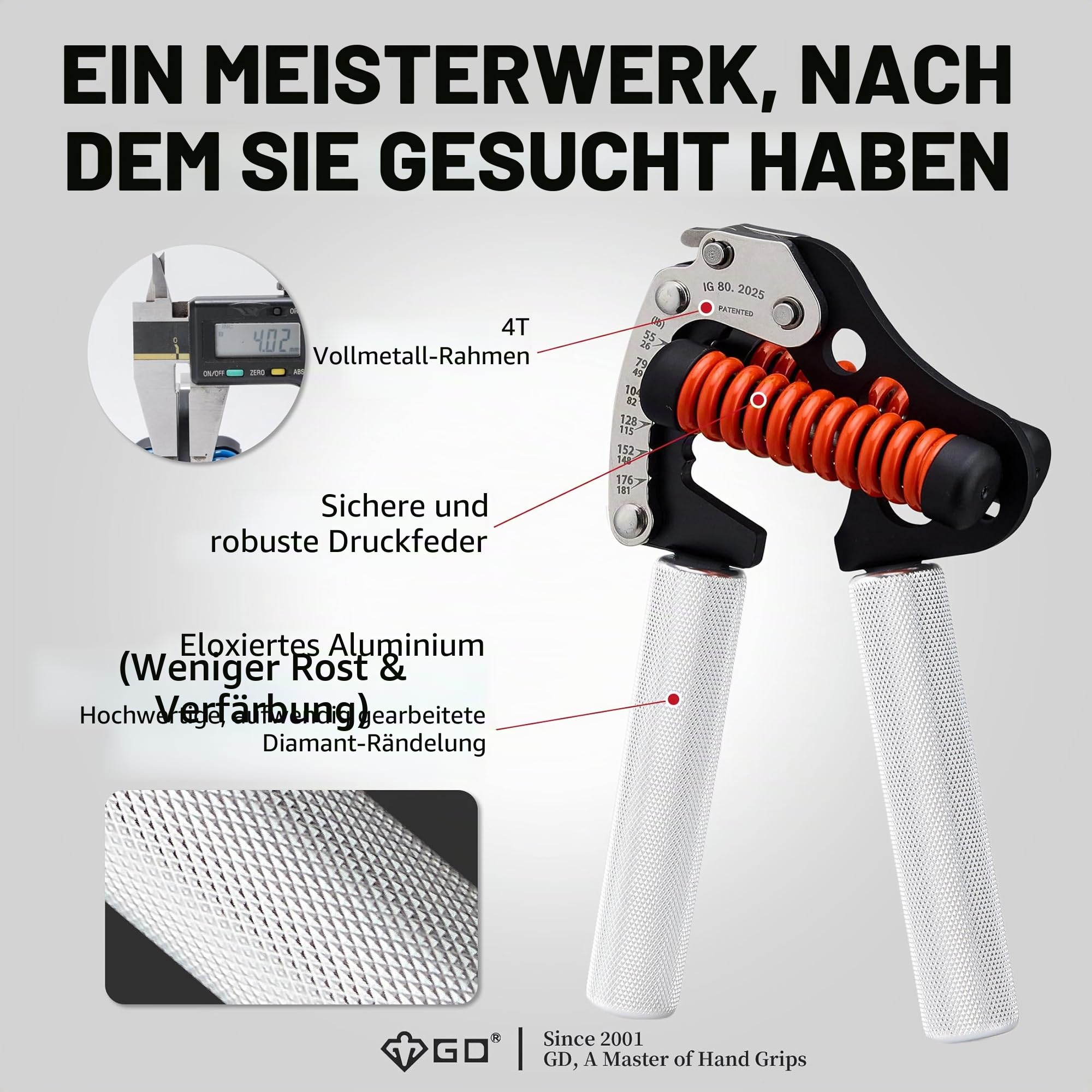GD Iron Grip Griffkrafttrainer (verstellbare Handgriffe für Krafttraining), Trainer für Handgelenk- und Unterarmkraft