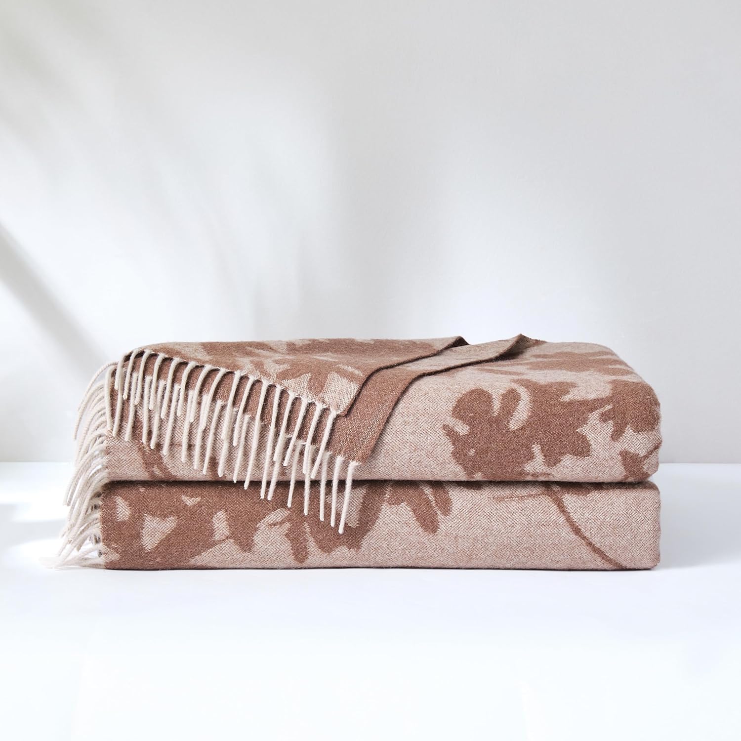 Lush Decor x Chuks Collins Sylvan Drift Throw Blanket Single 60" W x 70" L Brown - Cozy Wool Blanket - Botanical Throw - Super Soft Blanket for Bed, Couch, or Chair