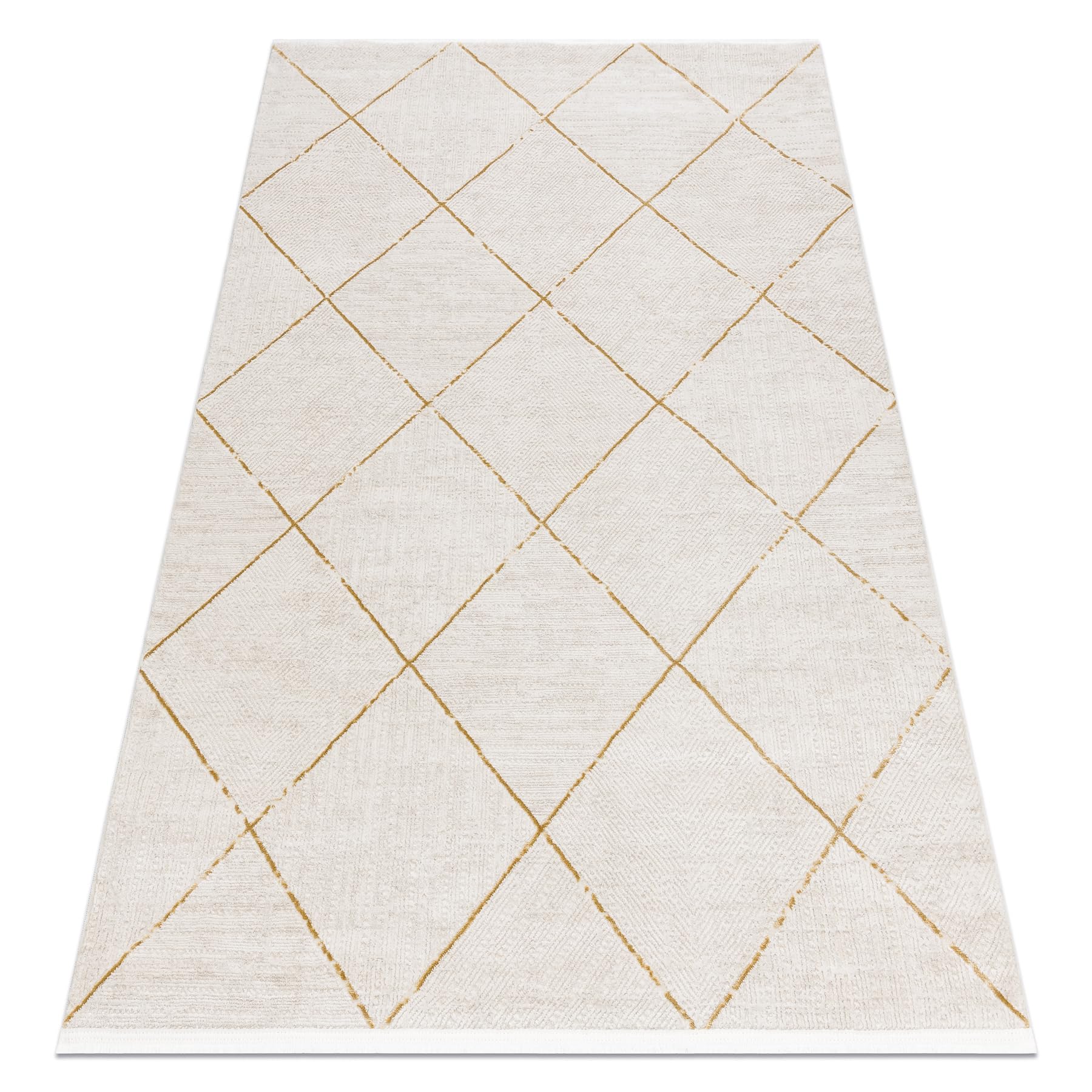 Tapis structuré crème or rugsx Duke 140x190 cm doux salon