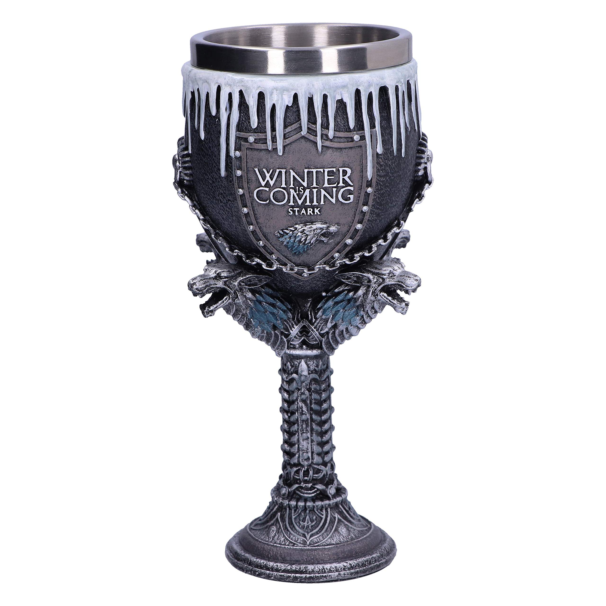 Nemesis NowHouse Stark Game of Thrones Goblet 12cm Black, Resin w/stainless steel insert, 17.5cm
