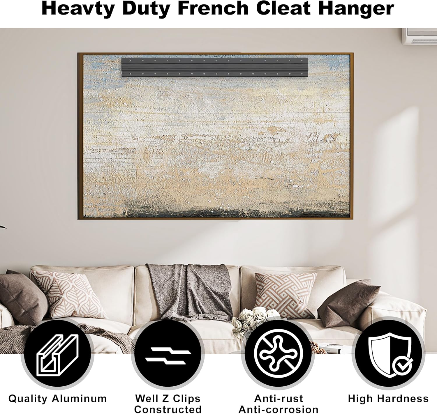 French Cleat Hanger 30 Inch, 2 Pairs Heavy Duty Aluminium Z Bar Clips Picture Hanging Kit, Interlocking Wall Mount Bracket for Mirror, Picture, Headboard, Shelf, Supports 200 lbs