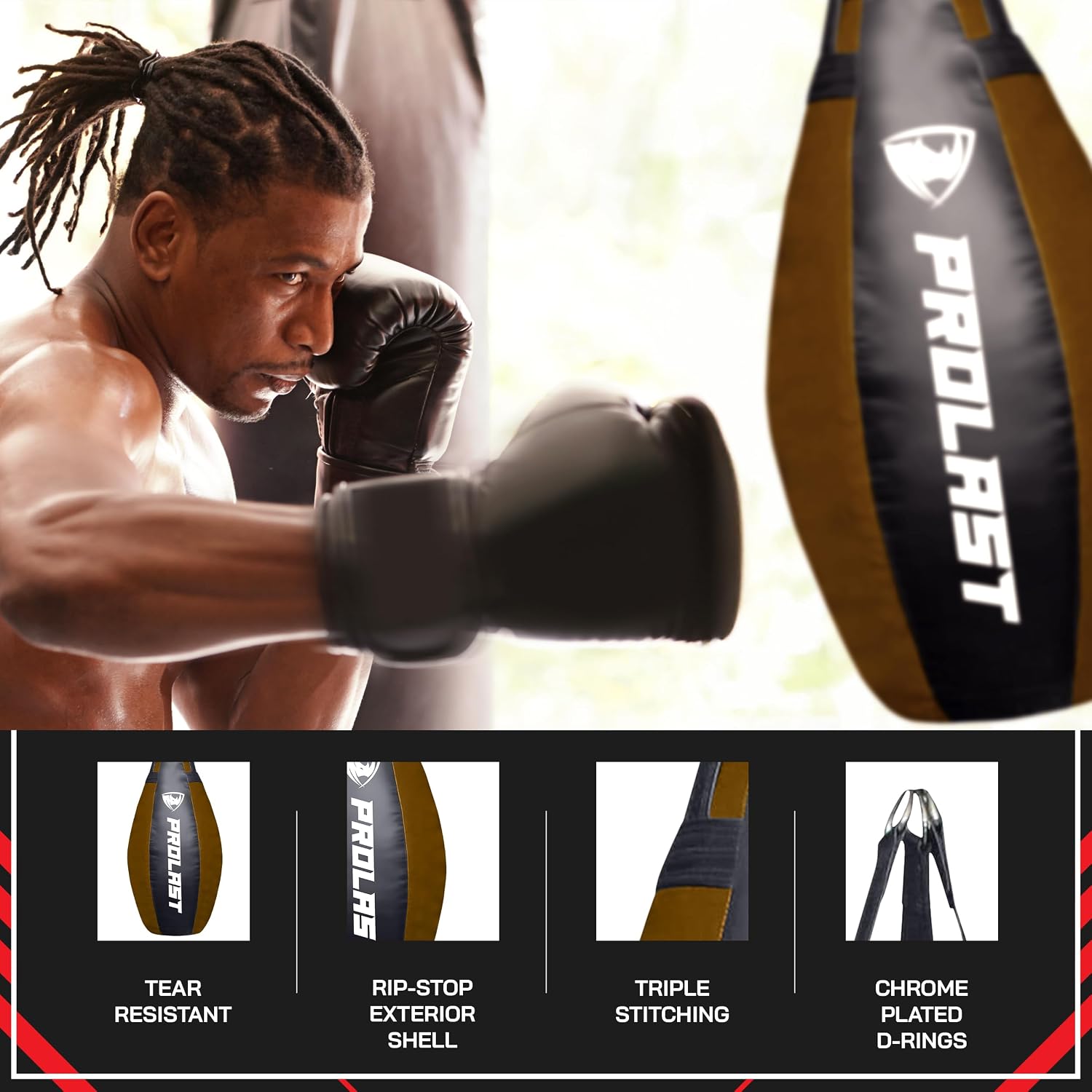 PROLAST Teardrop Heavy Punching Bag for Adults, Hook and Uppercut, Body Snatcher, Boxing, MMA, Muay Thai Training Equipment, Filled