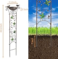Vista 2 de LEWIS&WAYNE Garden Trellis Bird Bath Outdoor, 40 Inch Antique Iron Garden Plant Trellis Decorative with Hummingbirds and Detachable Drinking Basin