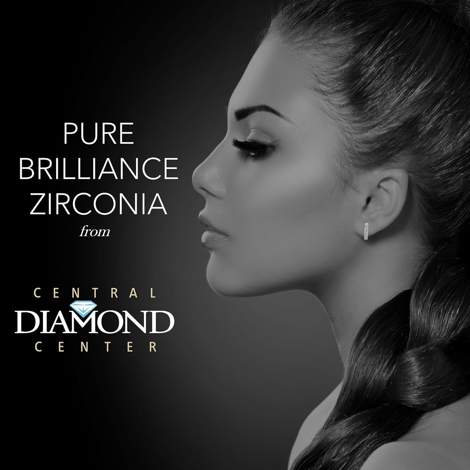 Central Diamond Center Round Huggie Hoop Earrings Pure Brilliance Zirconia in Solid 925 Sterling Silver For Women, Men, & Teens - Image 3