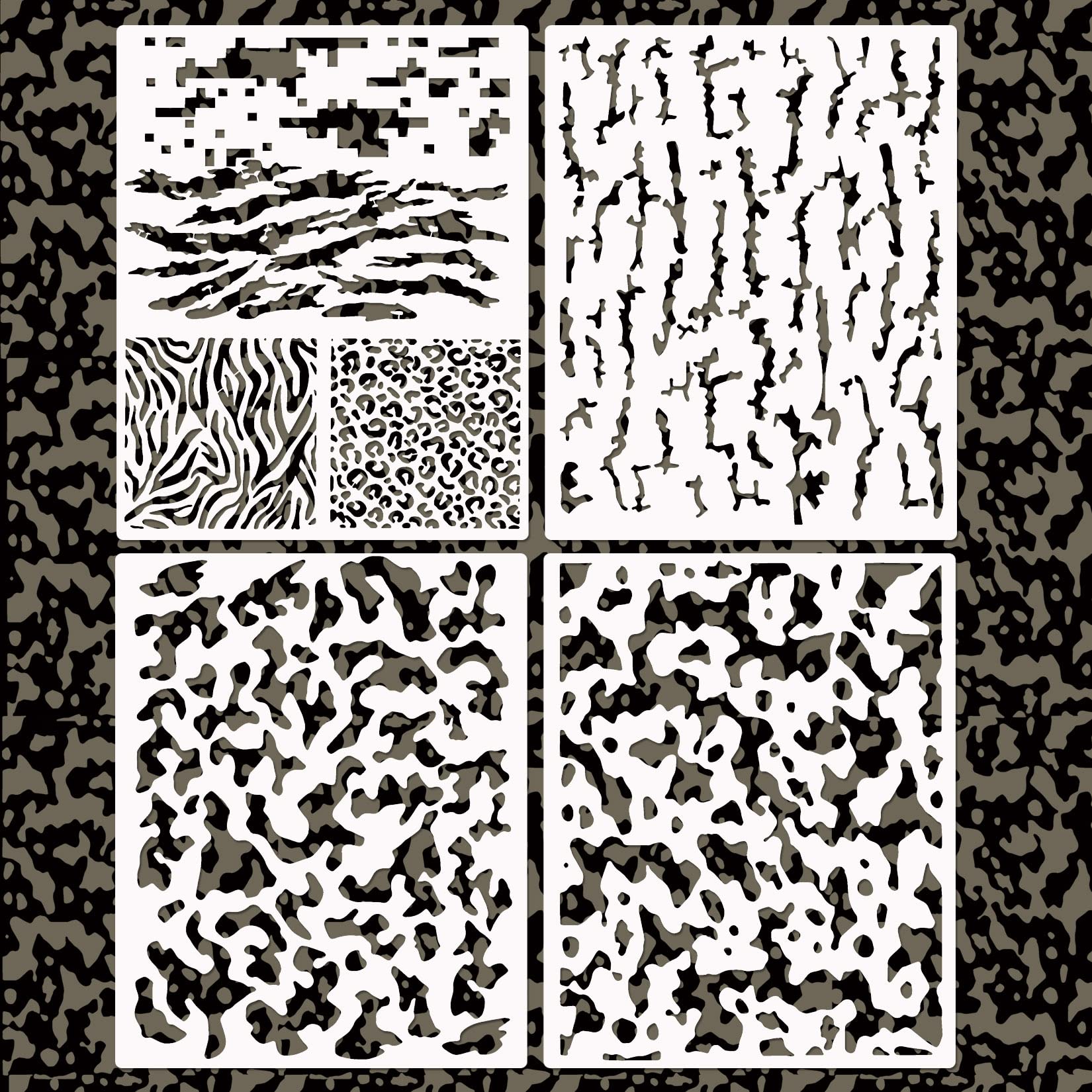 Amazon.com : Camo Stencils Camouflage Pattern Stencils for Boat Spray Paint Tiger Stripe Leopard Stencil Cheetah Print Stencil Painting for Helmet Chest Wall Floor Flower Pots on Wood Crafts 11