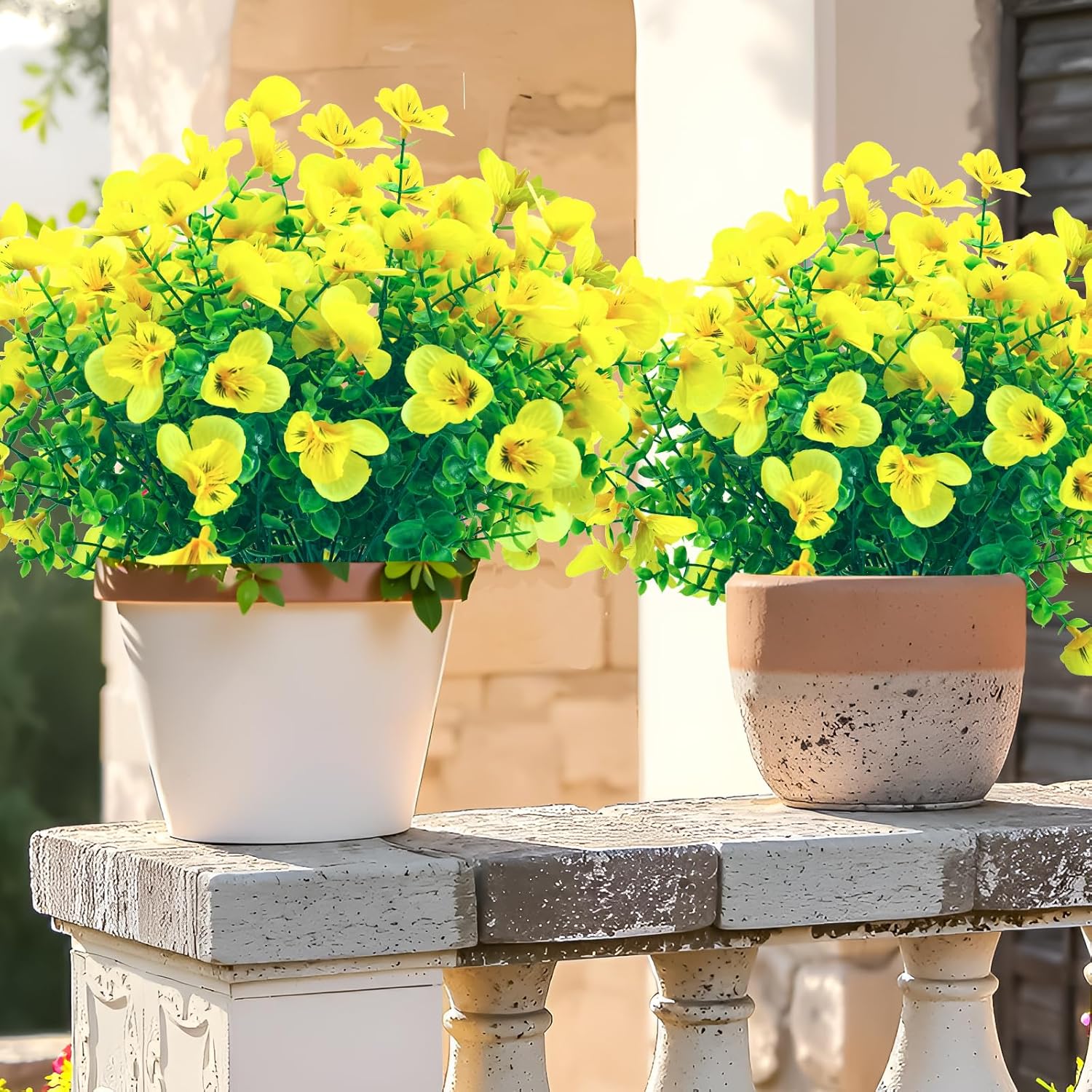 Artificial Flowers for Outdoor,Plastic Flowers for Outdoors,8 Bundles UV Resistant Fake Faux Flower for Outside Garden Yard Patio Décor(Yellow) - Image 3