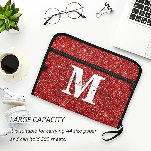 Vista 12 de Kcldeci Carpetas de archivos A4 personalizadas con purpurina rosa coral, carpetas organizadoras de archivos de acordeón personalizadas