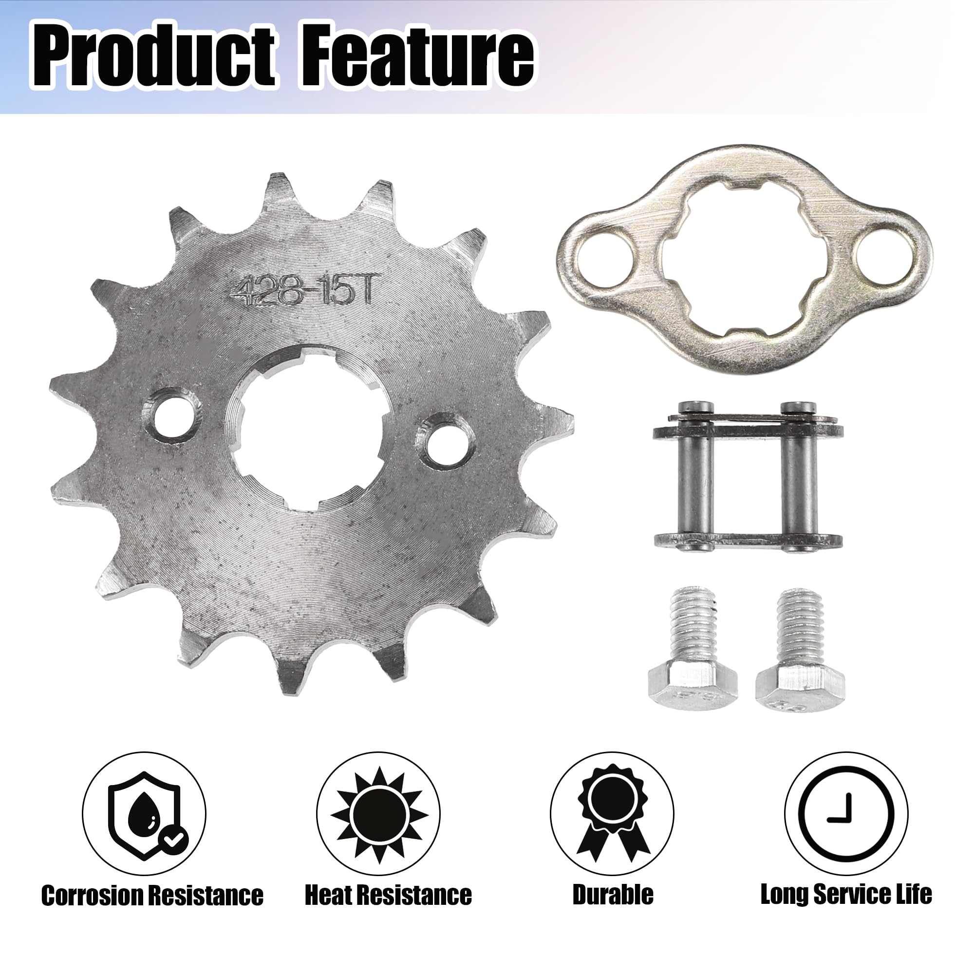 QUARKZMAN 1 Conjunto 428 15T 20mm Piñón Delantero de Motor para Moto de Cross Minimoto ATV