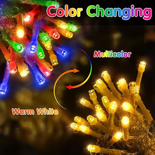 Miniatura 12 de KNONEW Luces de Navidad para exteriores, 300 luces LED de 99 pies, cable verde, luces que cambian de color con 11 modos y temporizador, luz de hadas