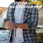 SOLLEN Men's Chronograph Watch, Analog Quartz Watches for Men, Fashion Sport Wrist Watches with Silicon Strap, 30M Waterproof Casual Dress Work Watch with Calendar, Skeleton Watches Gifts for Men