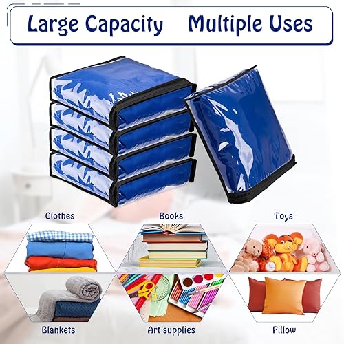 Miniatura 4 de Windyun 32 bolsas de almacenamiento transparentes con cremallera, bolsas de almacenamiento de plástico para suéteres, sábanas organizadoras, funda