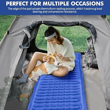 HiiPeak Strong Support Camping Sleeping Mat, Inflatable Sleeping Mattress 3.9 Inch Thickness Sleeping Pad with Pillow, Quick Inflation Ultralight Portable Sleeping Bed for Backpacking, Hiking, Picnic