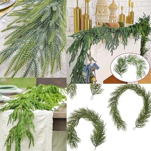 Miniatura 3 de Guirnalda de pino de cedro sintético, guirnalda de pino de cedro sintético, guirnalda de cedro sintético, Navidad, tallos de cedro sintético,