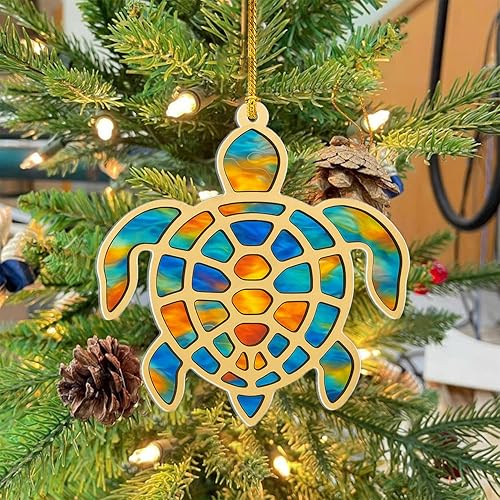 Miniatura 5 de Regalos de tortuga marina para mujeres, adorno acrílico con tarjeta de historia, regalos de playa para mujeres, adornos de Navidad de playa de