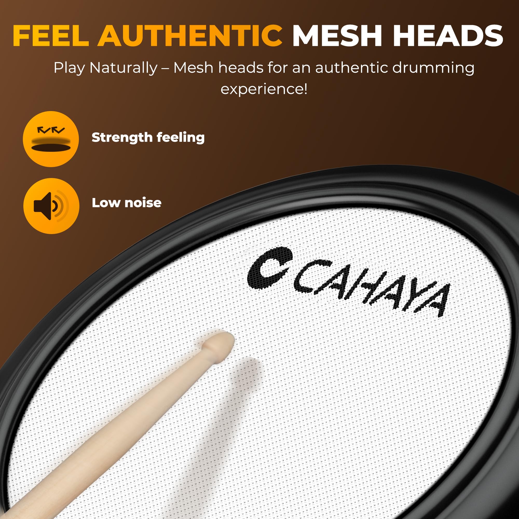 CAHAYA Batería Electrónica con Pads de Malla: Dual Trigger y 350 Sonidos – E-Drum Kit con Caja de 8", Kit Completo con Banqueta, Auriculares y Baquetas – Ideal para Niños y Principiantes