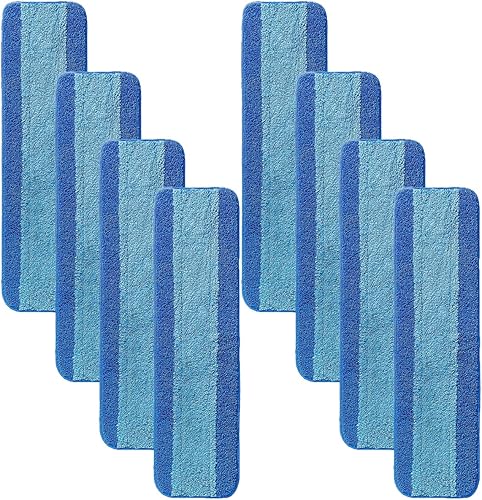 MZY LLC Paquete de 8 almohadillas de limpieza de microfibra compatibles con Bona Mop, almohadillas de microfibra de 18 pulgadas reutilizables para
