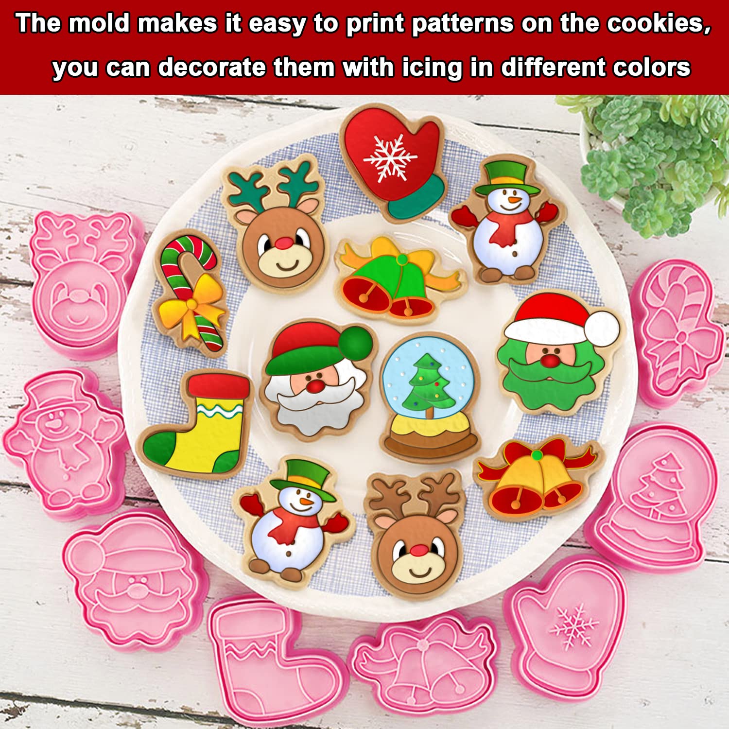 Cerlaza Lot de 8 emporte-pièces de Noël pour la pâtisserie, les fêtes de Noël, les flocons de neige, le Père Noël, pour biscuits, pâte à biscuits, fruits