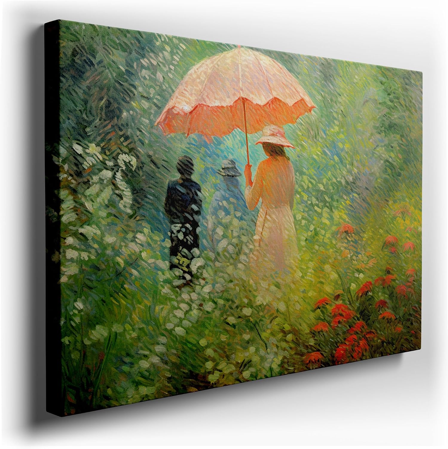 Canvas for Living room. Garden of Dreams: A Portrait of Elegance Amongst Vivid Blooms, 27 x 18 inch Canvas Wall Art - Contemporary Masterpieces - Inspirational Office Decor