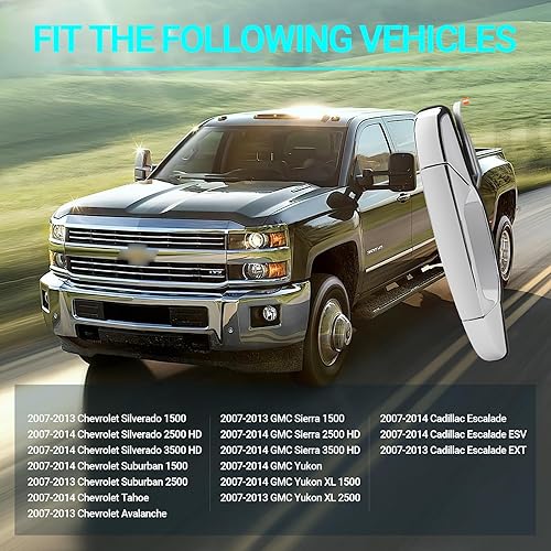 Miniatura 2 de Manija exterior cromada para puerta, lado del pasajero trasero, compatible con Chevy Silverado Suburban Tahoe GMC Sierra Yukon Cadillac Escalade