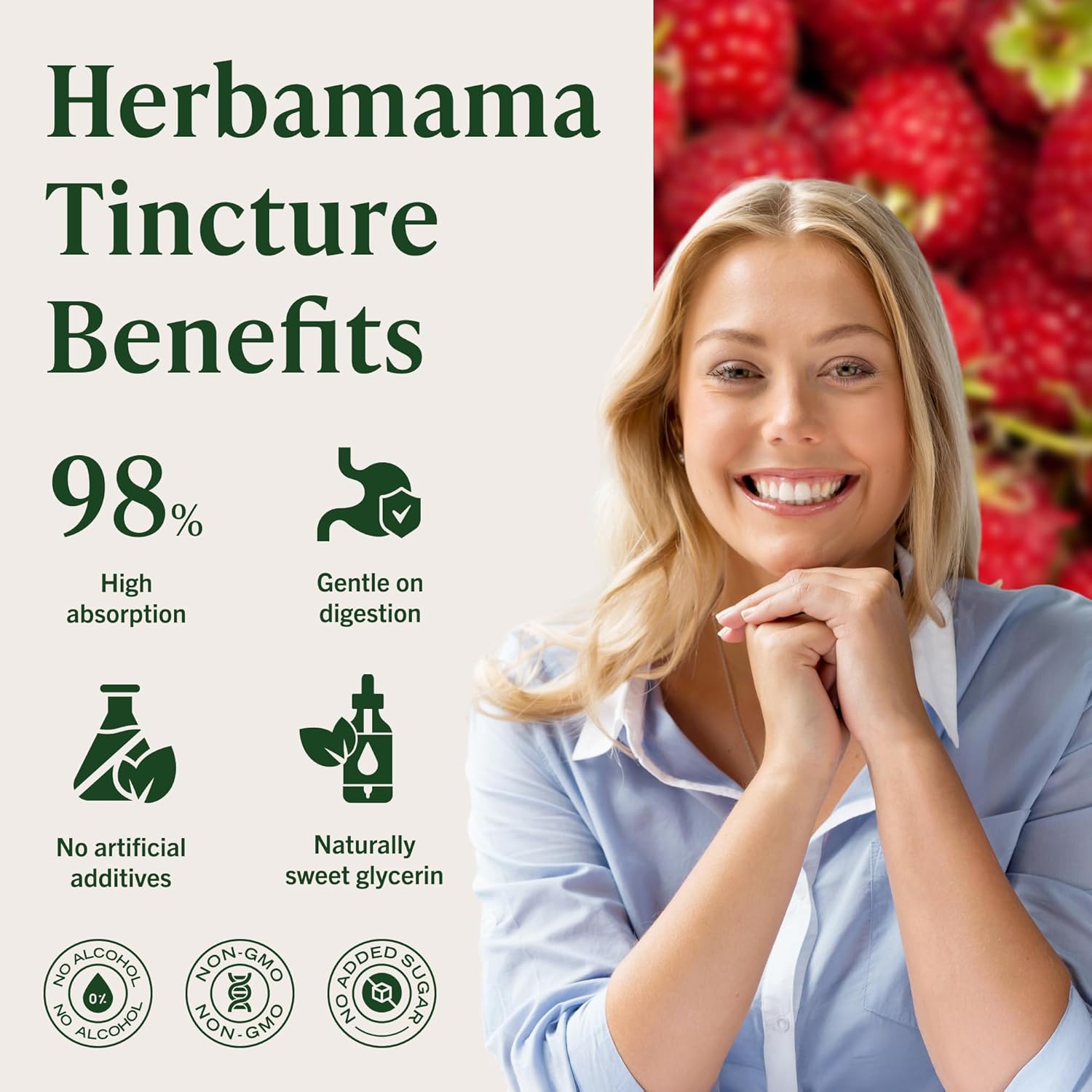 HERBAMAMA Raspberry Ketones Supplement - Vegan Antioxidant & Overall Support with Raspberry Ketones Extract Tincture - Non-GMO, Alcohol & Sugar-Free Liquid Drops, 84-Day Supply - Image 5