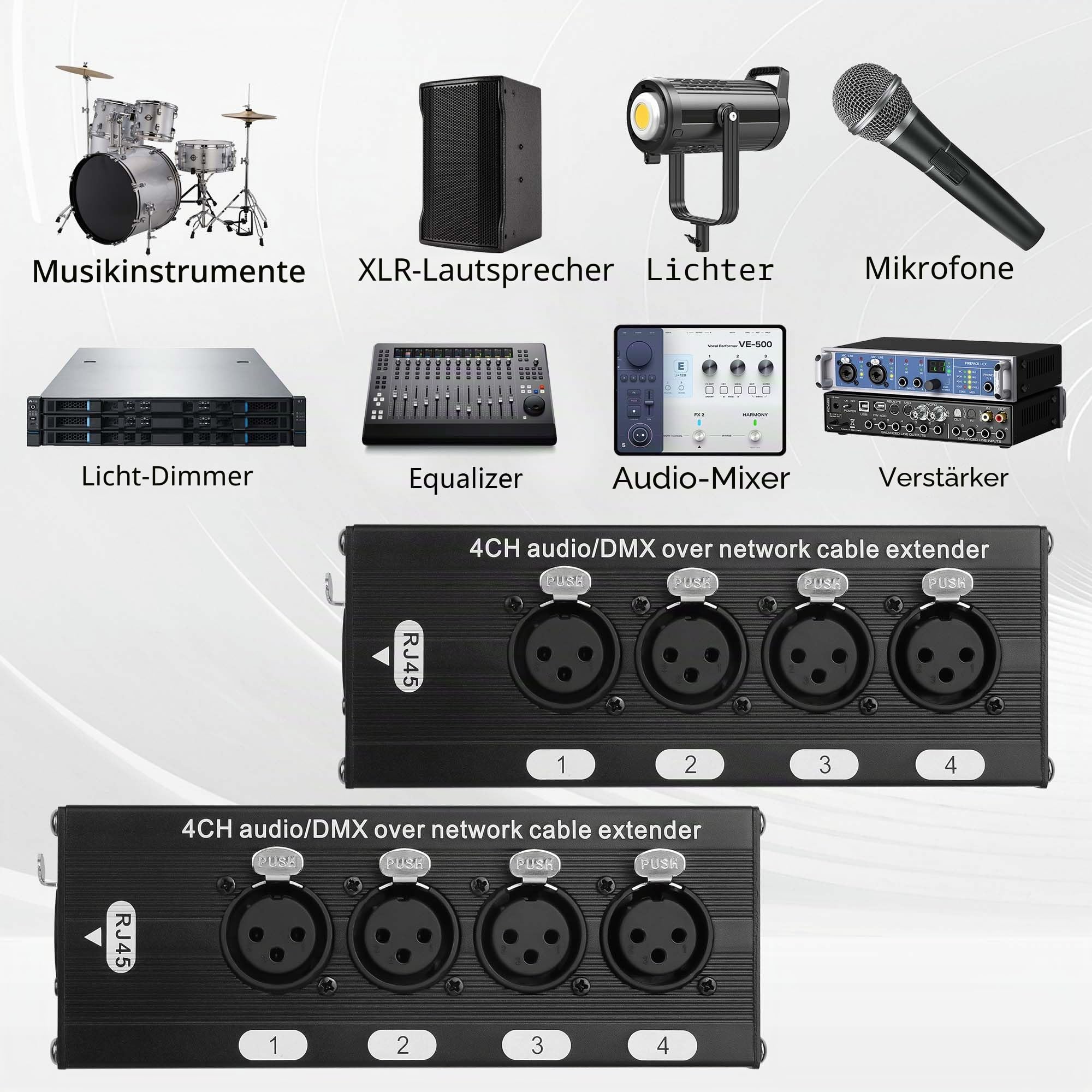 GINTOOYUN XLR auf Ethernet Extender Buchse auf RJ45