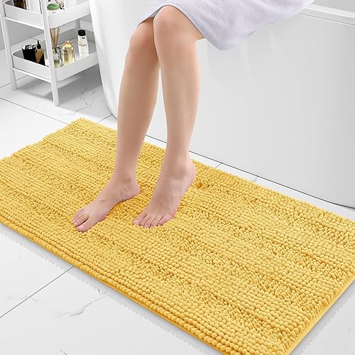 Miniatura 19 de Grandaily - Alfombras de baño de felpilla a rayas, extragruesas y absorbentes, antideslizantes, con fibras largas y suaves, lavables a máquina, para