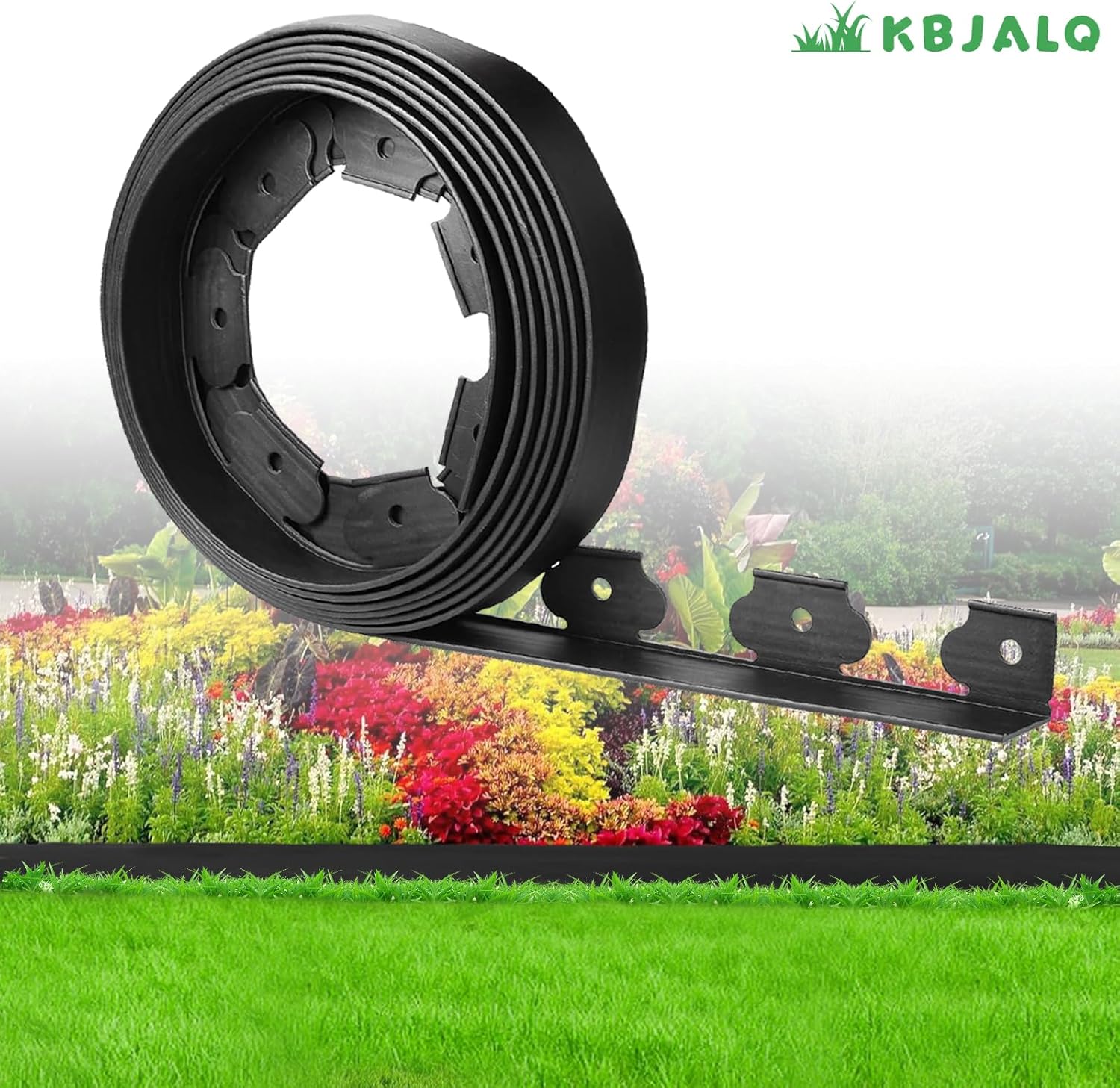 Landscape Edging 2 Inch Tall with Spiral Nylon Anchoring Spikes and Scissors,Plastic Garden Edging Border for DIY Garden,Grass,Lawn Edging,Yard (80 FT)