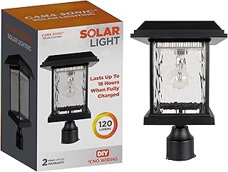 Gama Sonic Aspen Solar Lamp Post Light Outdoor Waterproof, Black Aluminu...