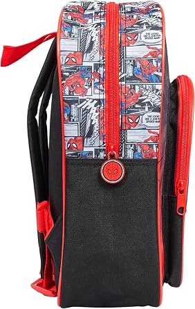 Marvel Spiderman Travel Backpack for Boys – Kids School Bag with Front Pocket – Childrens Black Superhero Sports Bags