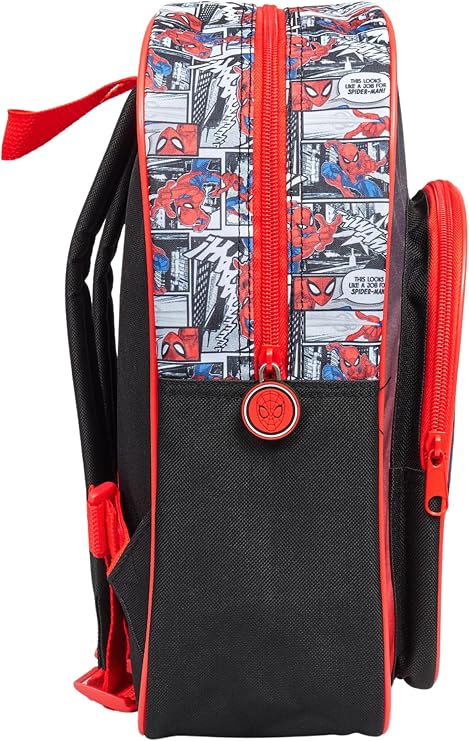 Marvel Spiderman Travel Backpack for Boys – Kids School Bag with Front Pocket – Childrens Black Superhero Sports Bags
