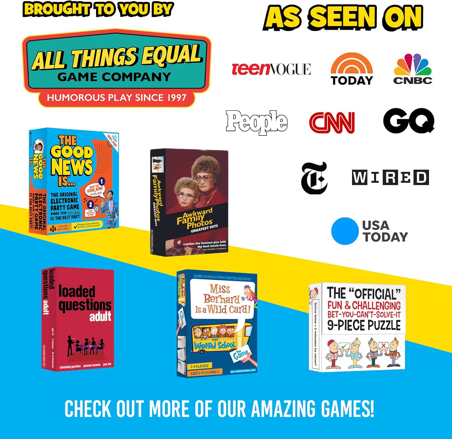 ALL THINGS EQUAL The Good News is Board Game, Electronic Family Party Game for Kids & Adults, Funny Fill-in-the-Blank Activity, Conversation Starter Card Set for Family Night, Teen and Adult Parties