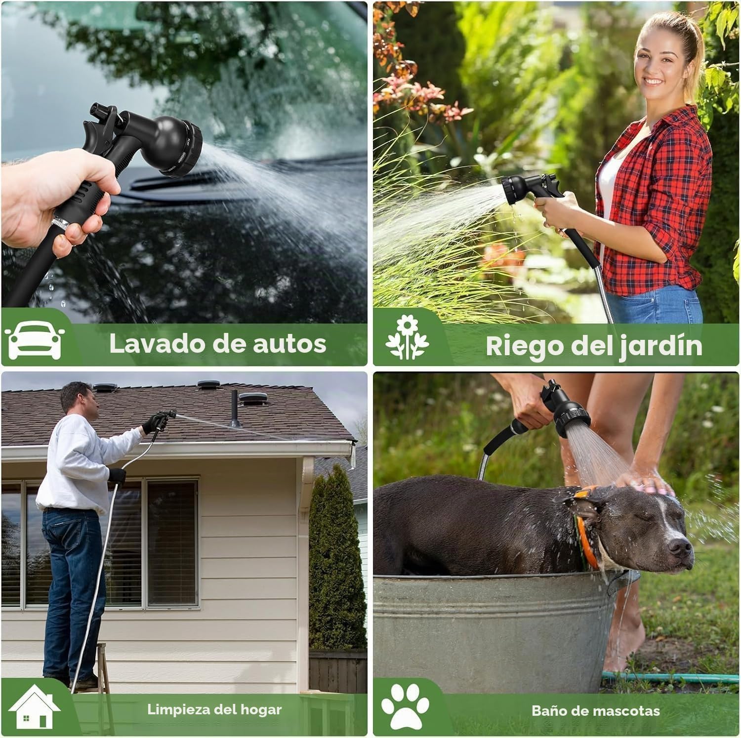 YXT&BEYOND Manguera de Jardín Extensible 30 m, Manguera Resistente con Acero Inoxidable, Pistola de Pulverización Incluida, Tubo de Agua Mágico Retráctil Flexible para Jardinería y Riego