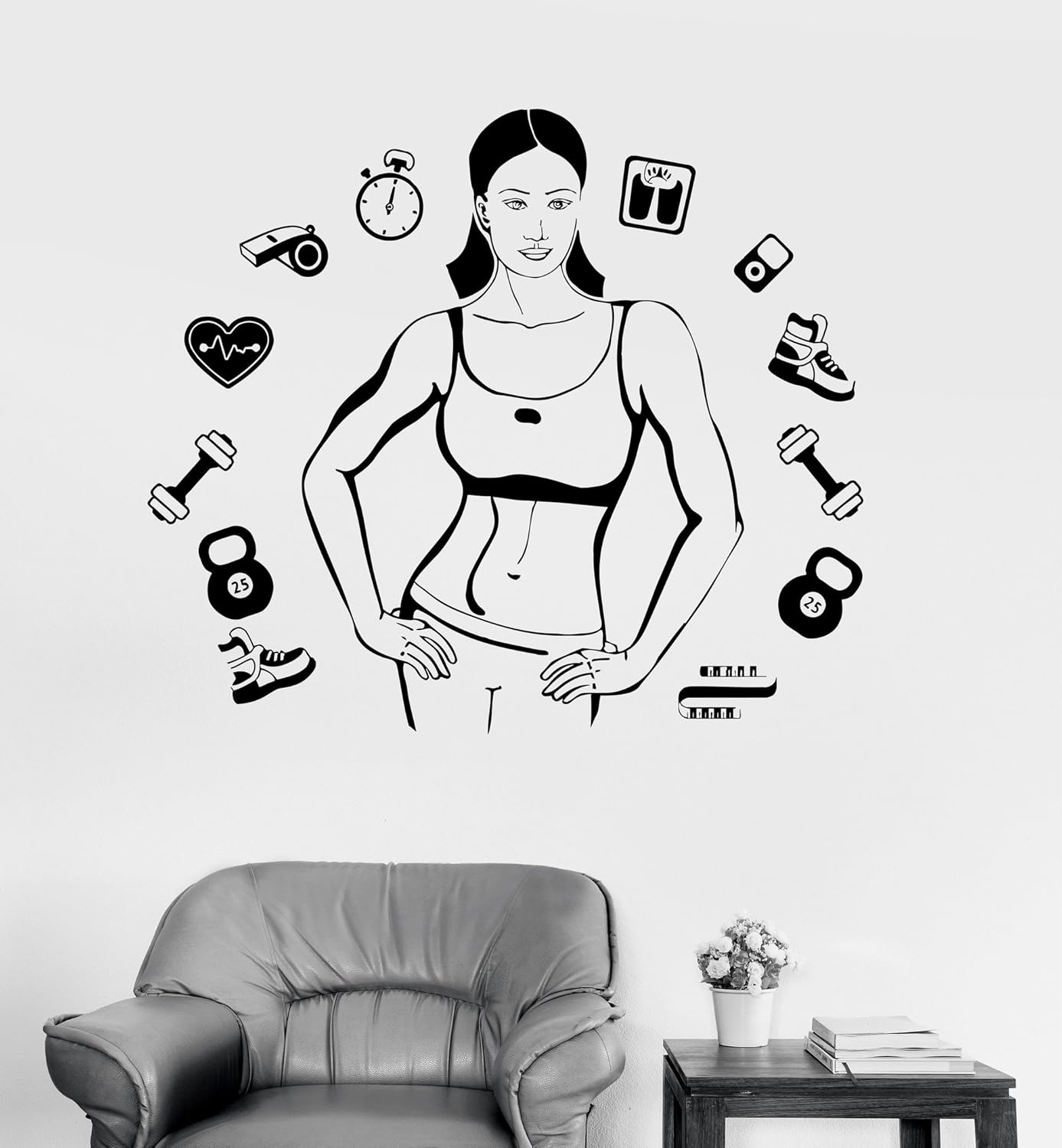 Wallstickers4you Vinyl Wall Decal Sports Girl Motivation Healthy Lifestyle Woman Gym Stickers (ig3226) Black