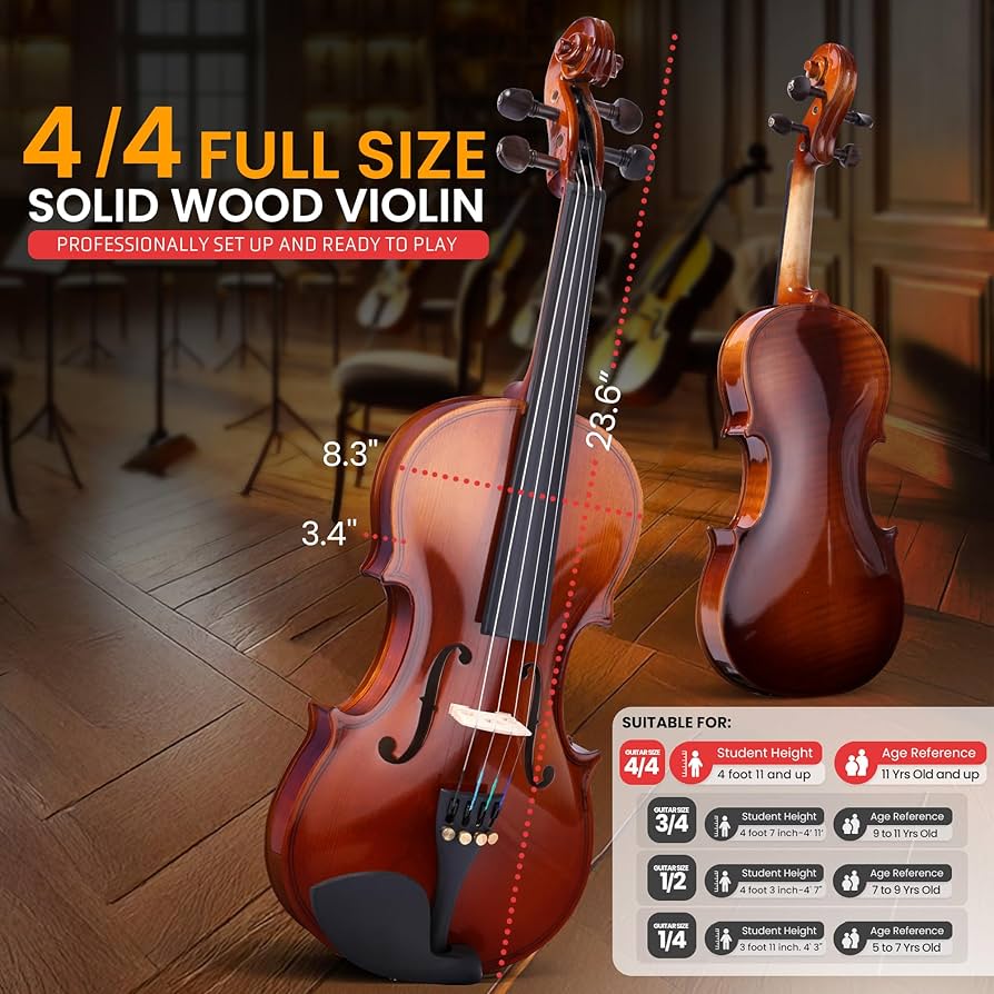 Amazon.com: Pyle Premium Solid Wood Full Size Violin Kit, 4/4