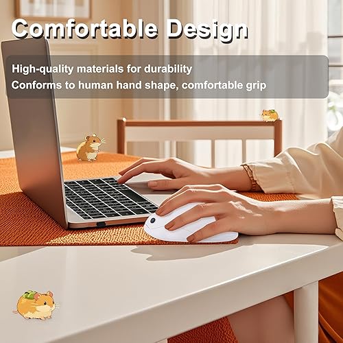 Miniatura 8 de Ratón inalámbrico lindo ratón de hámster de animales de dibujos animados con receptor USB 2.4 GHz, óptico, portátil, pequeño, silencioso, Kawaii,