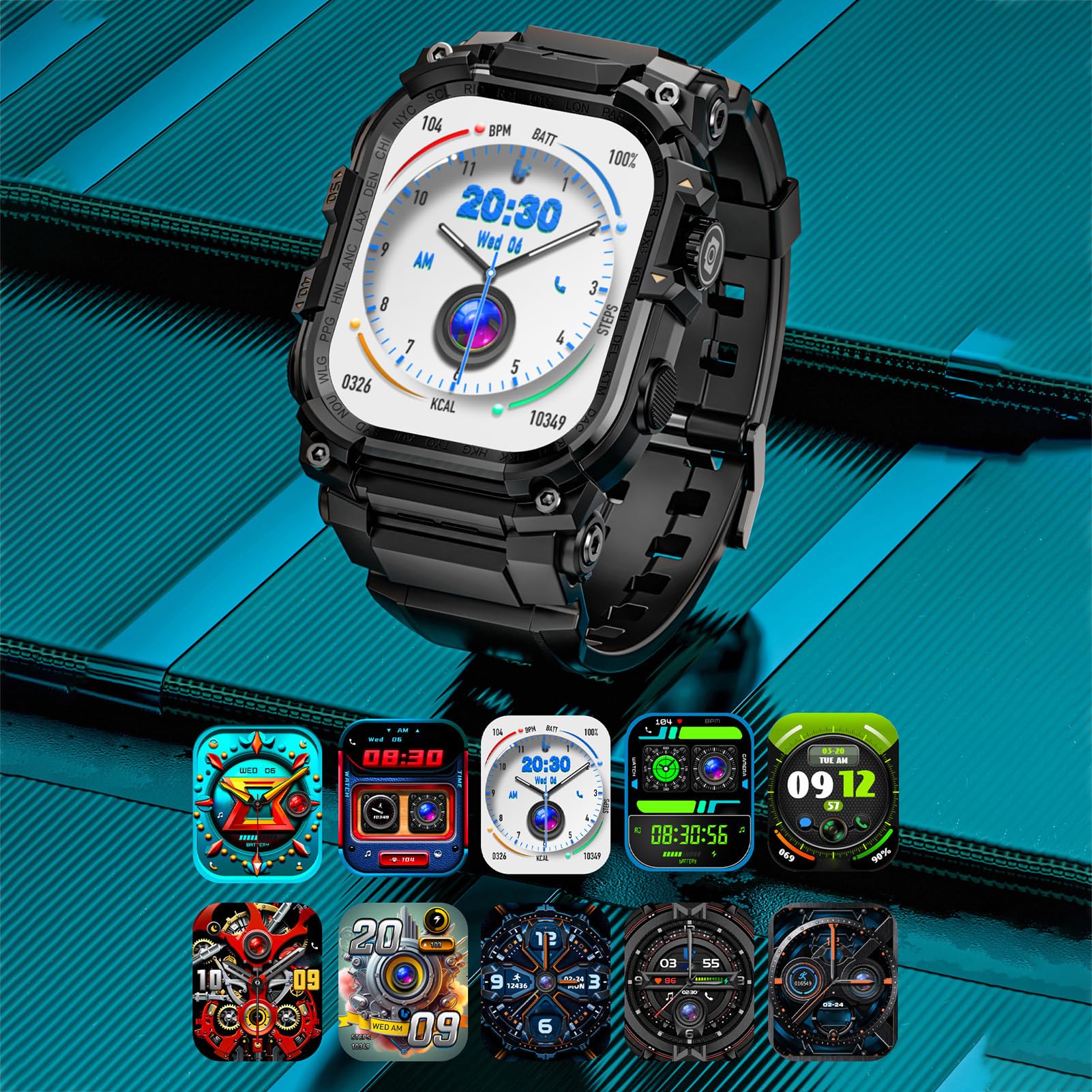 Lazmin112 Montre Connectée Android avec Carte SIM 4G, Écran Tactile 2,06 Pouces, 3 Go + 32 Go, WiFi, GPS, Bluetooth, NFC, Suivi des Activités Physiques Et Santé, Call, SMS, Photo (Black)