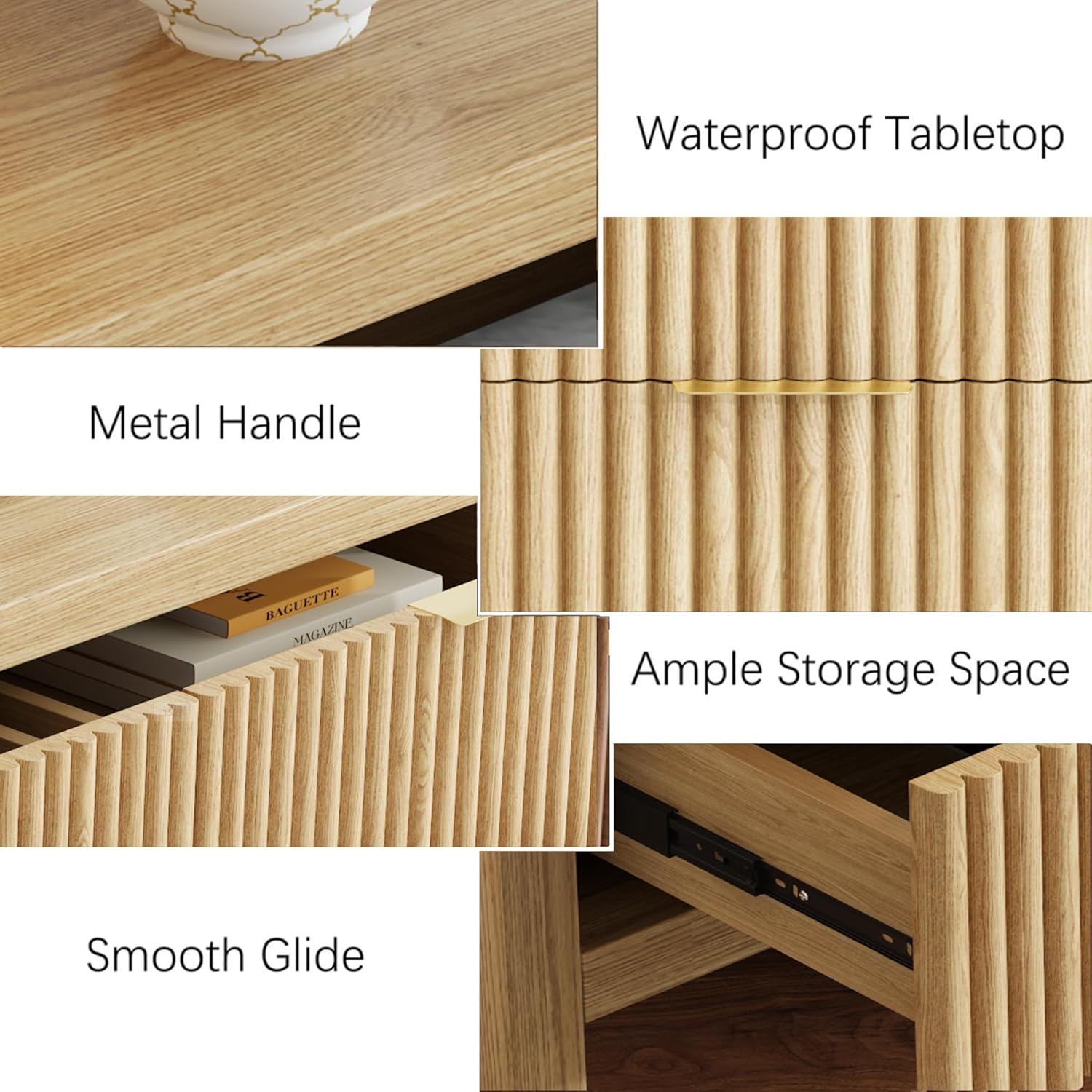 ZXSHD 9 Drawers, Modern Large Chest Mid Century Modern Dresser TV Stand, Storage Organizer Dresser with Solid Natural Wood Legs for Bedroom, Living Room, Hallway, Natural Oak