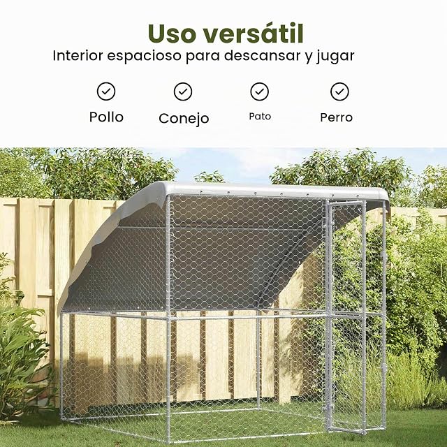 Foto 6 de 8 de vidaXL Refugio para Perros Plateado 2 x 2 x 2 m Acero galvanizado