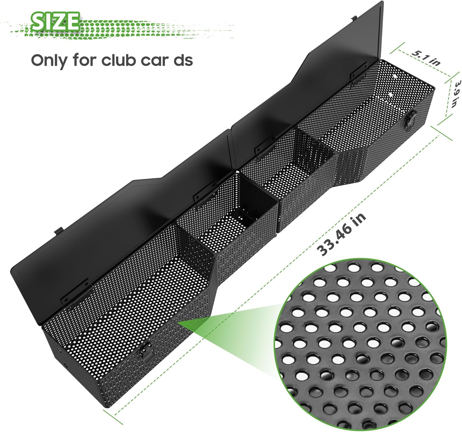 10L0L Golf Cart Front Inner Storage Basket with Cover for Club Car DS 2000-Up Models - Dashboard Organizer, Durable Storage Solution for Golf Cart Accessories