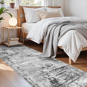 2x8ft Carpet Runner for Hallway: Washable Non Slip Kitchen Rug Black