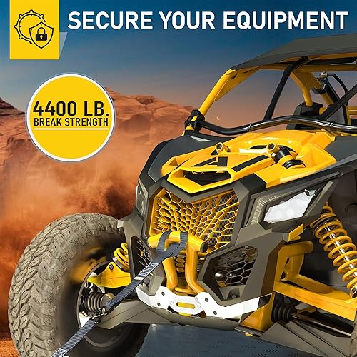 Miniatura 5 de AUGO Correas de trinquete resistentes y bucles suaves, paquete de 4 correas de trinquete extra fuertes de 1.5 pulgadas por 10 pies con cierres de