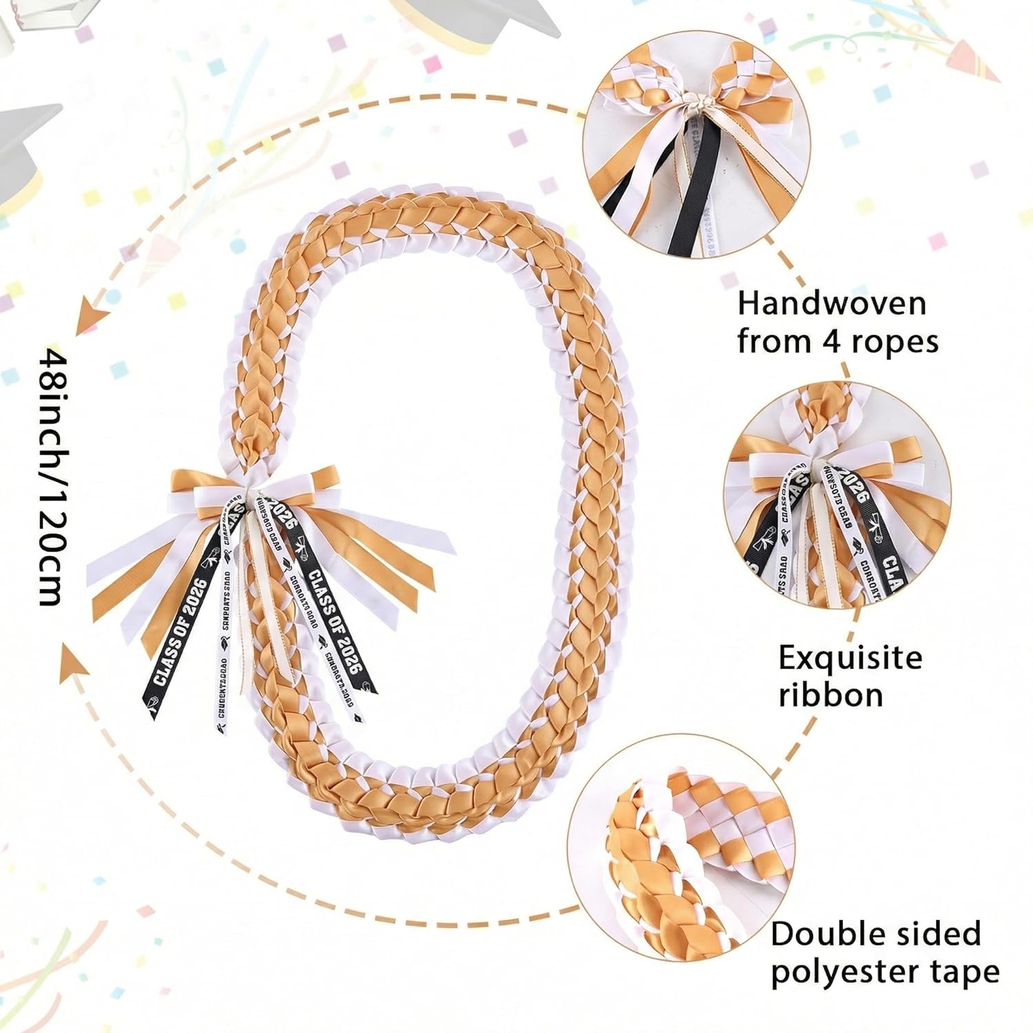 Graduation Leis 2026 Graduation Ribbon Lei graduation necklace Graduation Leis Class of 2026 Graduation gift Braided necklace for men and women party accessories