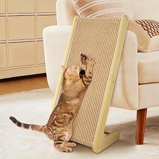 Aolso Cat Scratching Board 69cm High L-Shaped Sisal Scratcher Cat Scratching Board Dual Use Rope Pads Resistant Cat Scratching Board for Wall and Corner