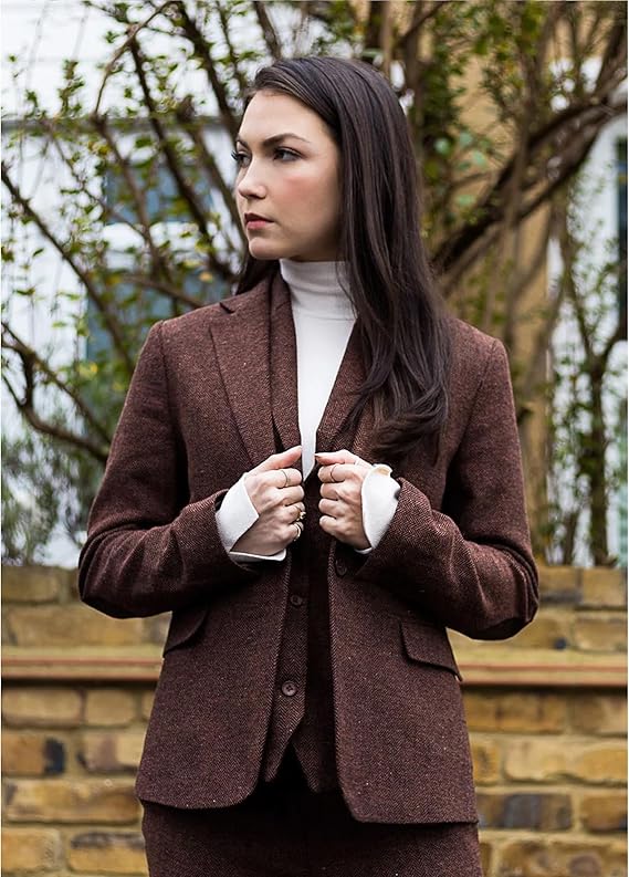 Blazers Para Mujer TruClothing Chaleco De Lana De Espiga De Tweed Para Mujer, Clásico, Elegante, Casual, Vintage, Años 20, Blazer Negro, 38 Blazer Zara Mujer