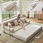YINIX 78" Convertible Sleeper Sofa Bed - High-Back Floor Couch - Folding Sofa Bed with Rounded Arm Supports - Foldable Sofa Lounge Couches for Living Room Bedroom - Ivory