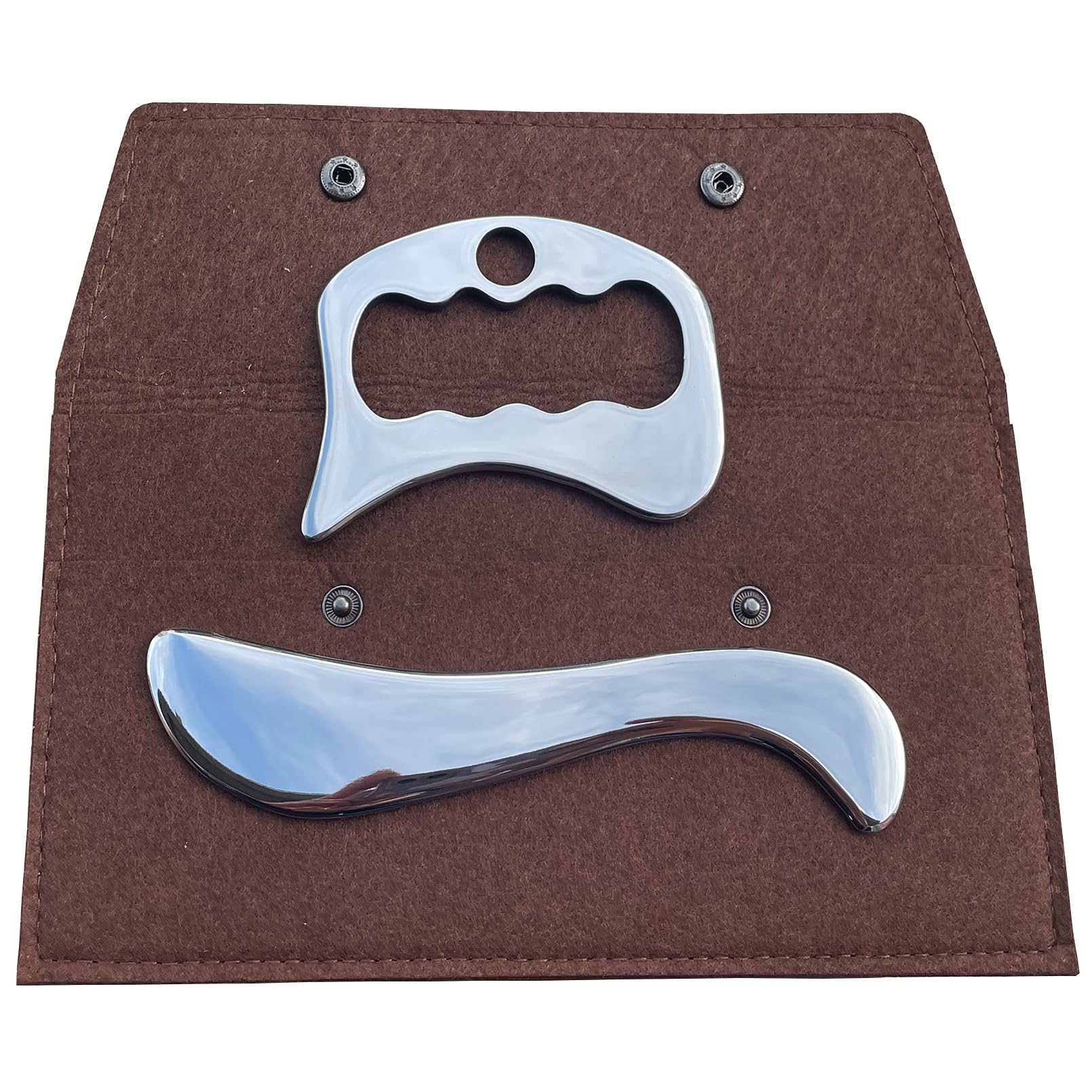 FORQOQOGua sha Massage Tool Set Gua Sha Stainless Steel Gua Sha Muscle Scraper Massage Tool IASTM Tool for Soft Tissue Mobilization Tool Physical Therapy(2pcs Set)