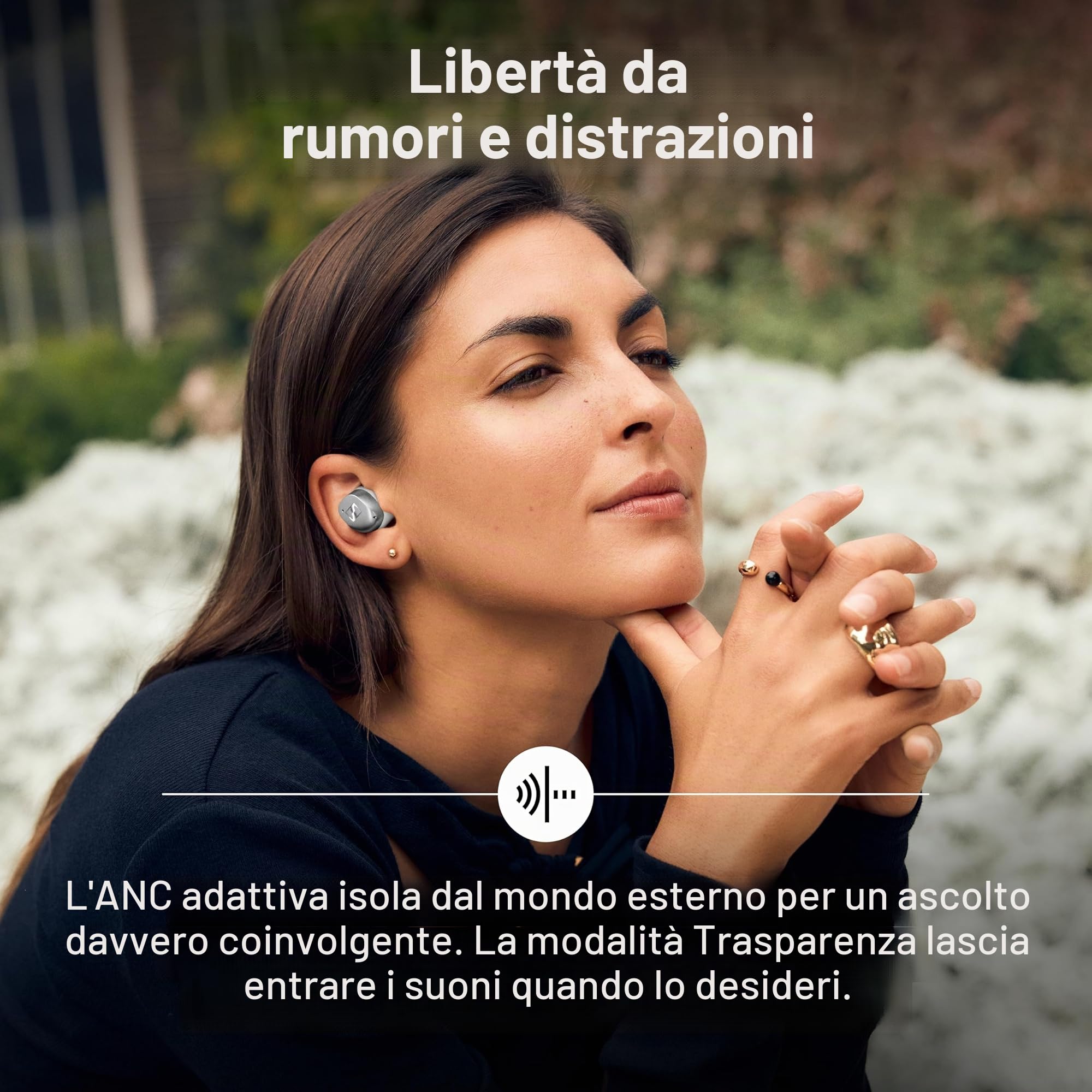 Sennheiser MOMENTUM True Wireless 4 Smart Earbuds con Bluetooth 5.4, suono cristallino, design confortevole, durata della batteria di 30 ore, ANC adattivo, LE Audio e Auracast - Rame nero
