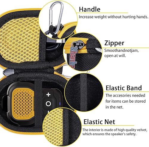 Miniatura 5 de khanka Reemplazo de carcasa rígida para noxgear 1.38 ozDEWALT Jobsite (DCR008) Altavoz Bluetooth recargable USB-C (solo funda)